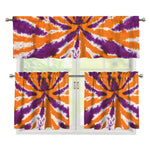 Purple And Orange Spider Tie Dye Print 3 Piece Kitchen Curtains