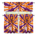 Purple And Orange Spider Tie Dye Print 3 Piece Kitchen Curtains