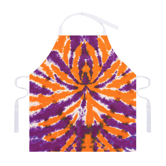 Purple And Orange Spider Tie Dye Print Adjustable Apron