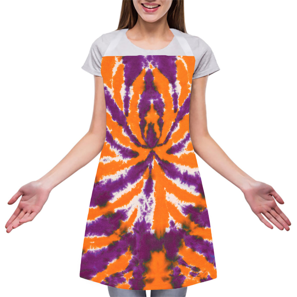 Purple And Orange Spider Tie Dye Print Adjustable Apron