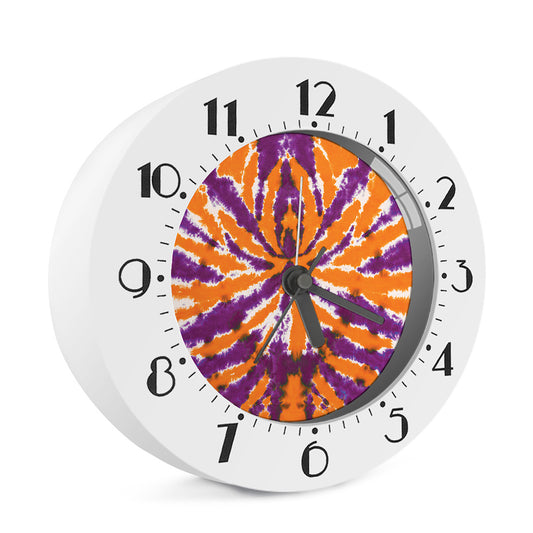 Purple And Orange Spider Tie Dye Print Alarm Clock