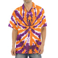 Purple And Orange Spider Tie Dye Print Aloha Shirt