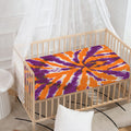 Purple And Orange Spider Tie Dye Print Baby Crib Sheet