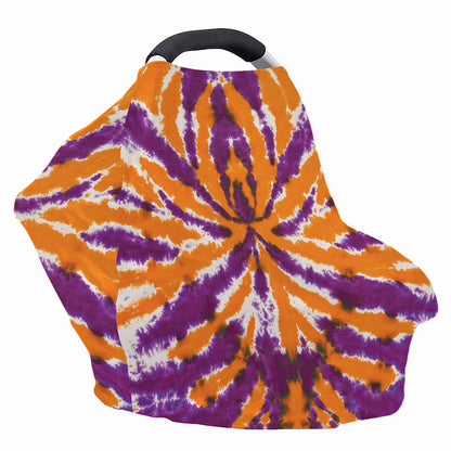 Purple And Orange Spider Tie Dye Print Baby Seat Cover