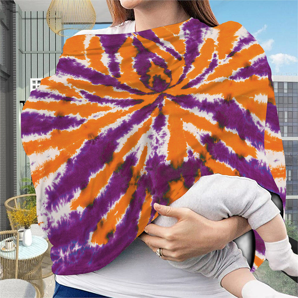 Purple And Orange Spider Tie Dye Print Baby Seat Cover