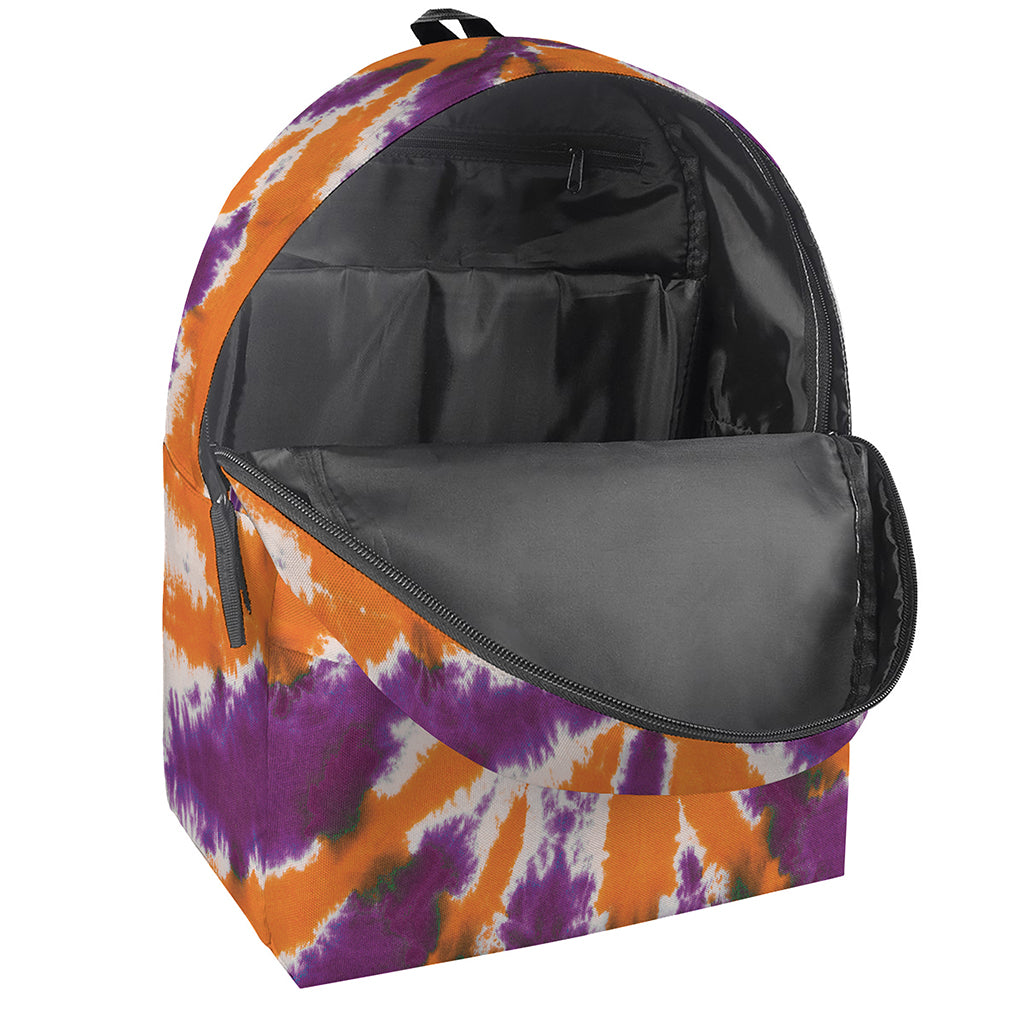 Purple And Orange Spider Tie Dye Print Backpack