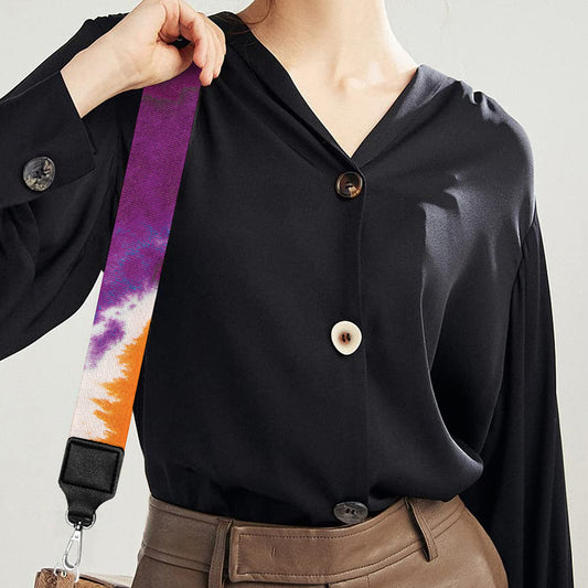 Purple And Orange Spider Tie Dye Print Bag Strap