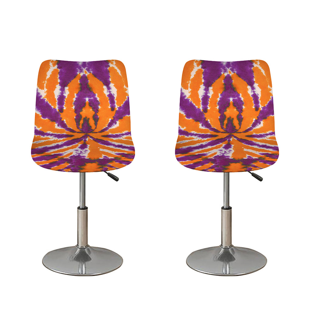 Purple And Orange Spider Tie Dye Print Bar Stool Covers