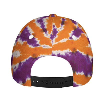 Purple And Orange Spider Tie Dye Print Baseball Cap