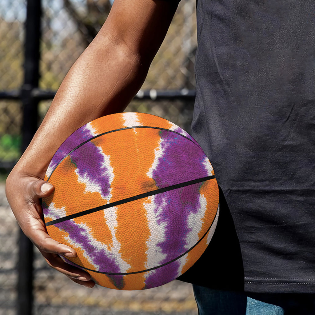 Purple And Orange Spider Tie Dye Print Basketball