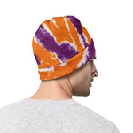 Purple And Orange Spider Tie Dye Print Beanie