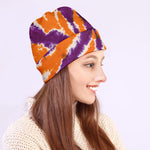 Purple And Orange Spider Tie Dye Print Beanie