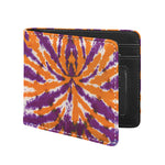 Purple And Orange Spider Tie Dye Print Bifold Wallet