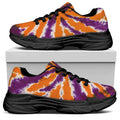 Purple And Orange Spider Tie Dye Print Black Chunky Shoes