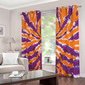Purple And Orange Spider Tie Dye Print Dimout Grommet Curtains
