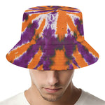 Purple And Orange Spider Tie Dye Print Bucket Hat