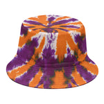 Purple And Orange Spider Tie Dye Print Bucket Hat