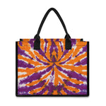 Purple And Orange Spider Tie Dye Print Canvas Tote Bag