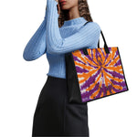 Purple And Orange Spider Tie Dye Print Canvas Tote Bag