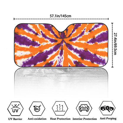 Purple And Orange Spider Tie Dye Print Car Windshield Sun Shade