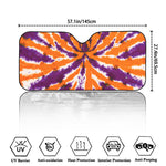 Purple And Orange Spider Tie Dye Print Car Windshield Sun Shade