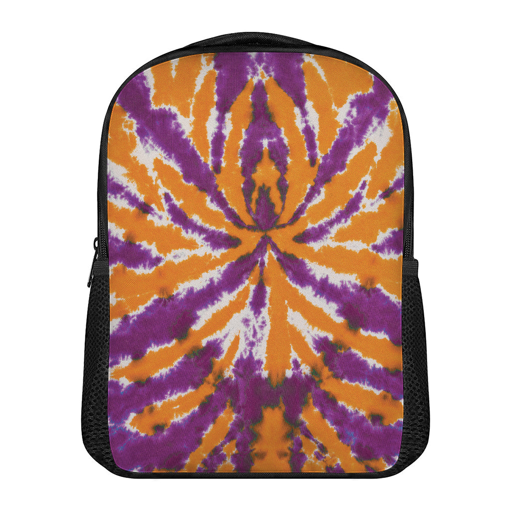 Purple And Orange Spider Tie Dye Print Casual Backpack