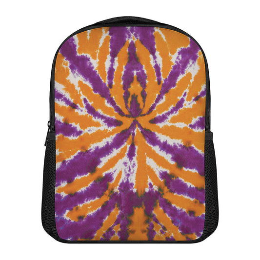 Purple And Orange Spider Tie Dye Print Casual Backpack