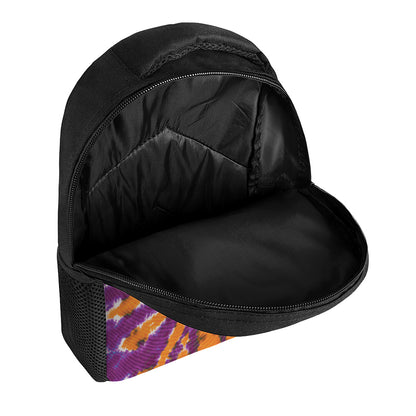 Purple And Orange Spider Tie Dye Print Casual Backpack