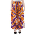 Purple And Orange Spider Tie Dye Print Chiffon Maxi Skirt