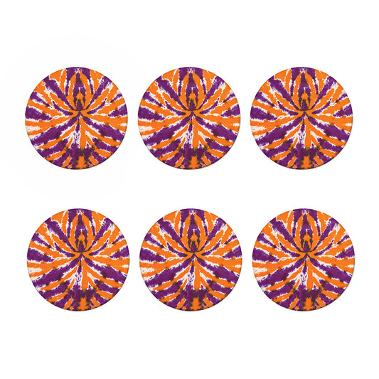 Purple And Orange Spider Tie Dye Print Coaster Set