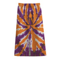 Purple And Orange Spider Tie Dye Print Cotton Front Slit Maxi Skirt
