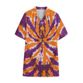 Purple And Orange Spider Tie Dye Print Cotton Hawaiian Shirt