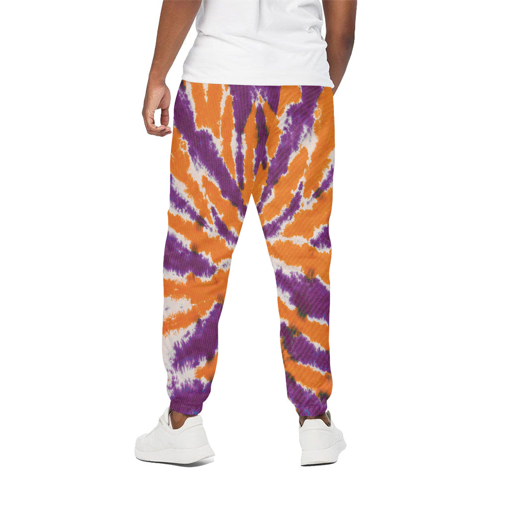 Purple And Orange Spider Tie Dye Print Cotton Pants
