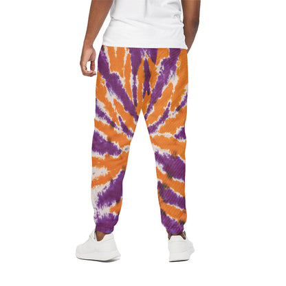 Purple And Orange Spider Tie Dye Print Cotton Pants