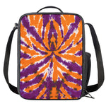 Purple And Orange Spider Tie Dye Print Crossbody Lunch Bag