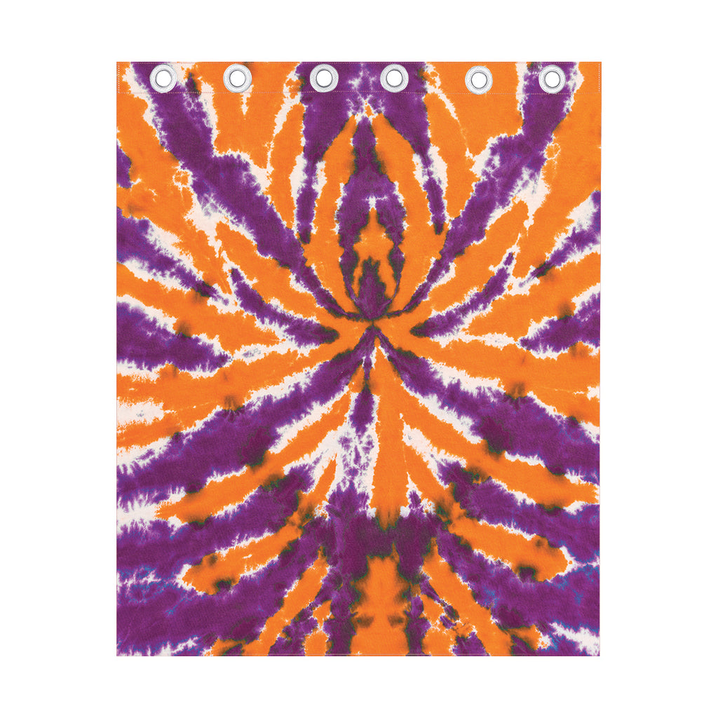 Purple And Orange Spider Tie Dye Print Curtain