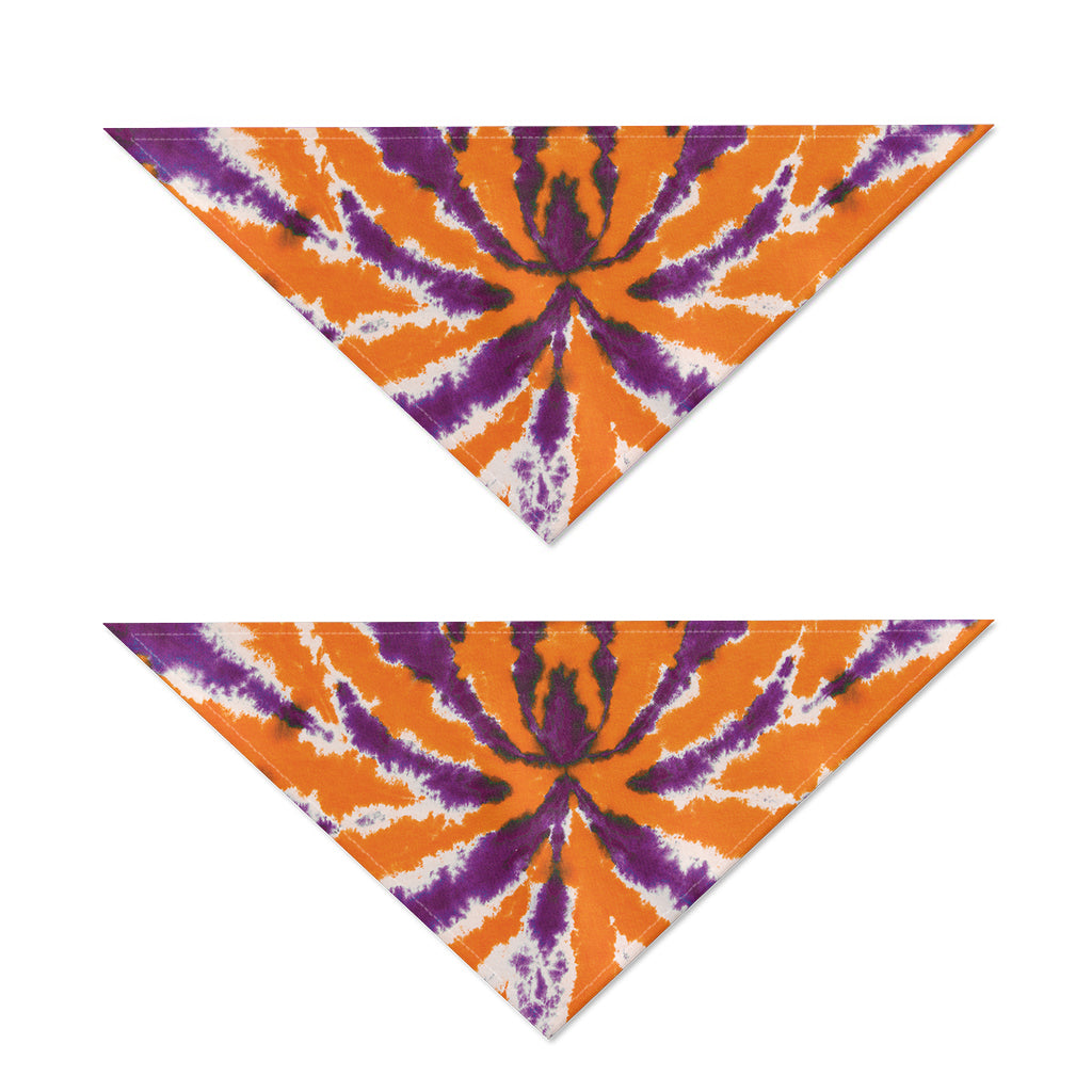 Purple And Orange Spider Tie Dye Print Dog Bandana