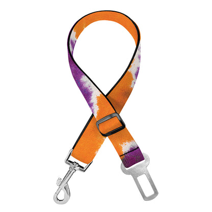 Purple And Orange Spider Tie Dye Print Dog Seat Belt