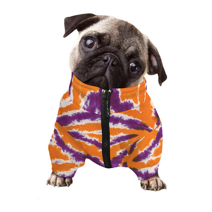 Purple And Orange Spider Tie Dye Print Dog Zip Up Jacket