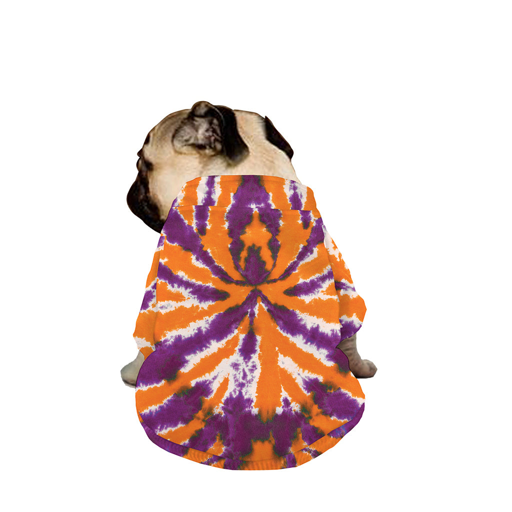 Purple And Orange Spider Tie Dye Print Dog Zip Up Jacket