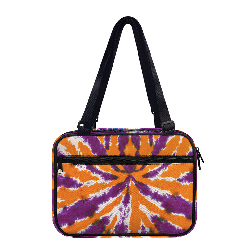 Purple And Orange Spider Tie Dye Print Double Strap Bible Bag