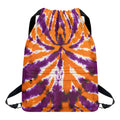 Purple And Orange Spider Tie Dye Print Drawstring Backpack
