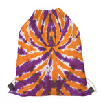 Purple And Orange Spider Tie Dye Print Drawstring Bag