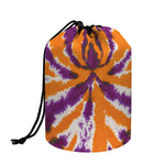 Purple And Orange Spider Tie Dye Print Drawstring Makeup Bag