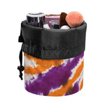 Purple And Orange Spider Tie Dye Print Drawstring Makeup Bag