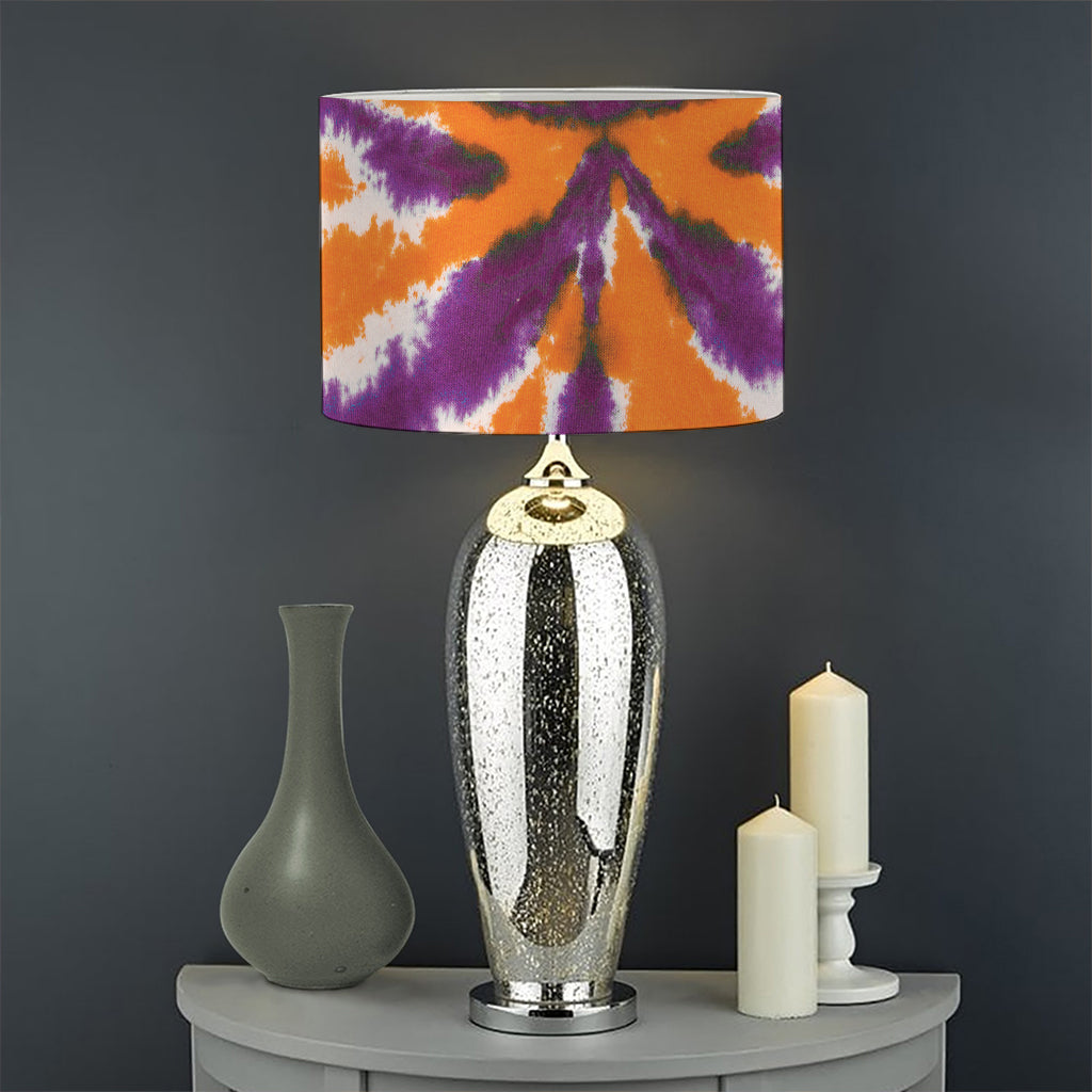Purple And Orange Spider Tie Dye Print Drum Lamp Shade