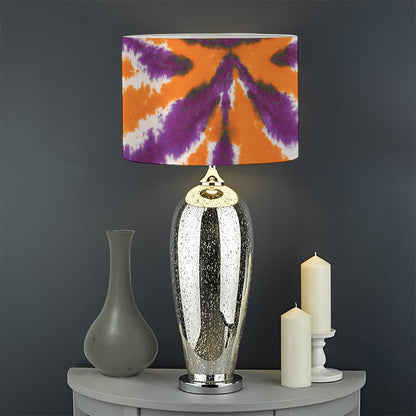 Purple And Orange Spider Tie Dye Print Drum Lamp Shade