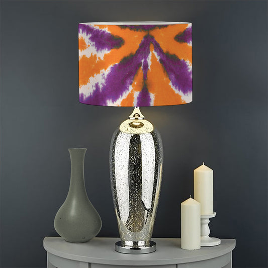 Purple And Orange Spider Tie Dye Print Drum Lamp Shade