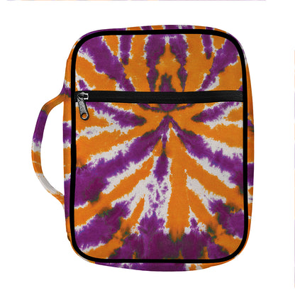 Purple And Orange Spider Tie Dye Print Front Pocket Bible Bag