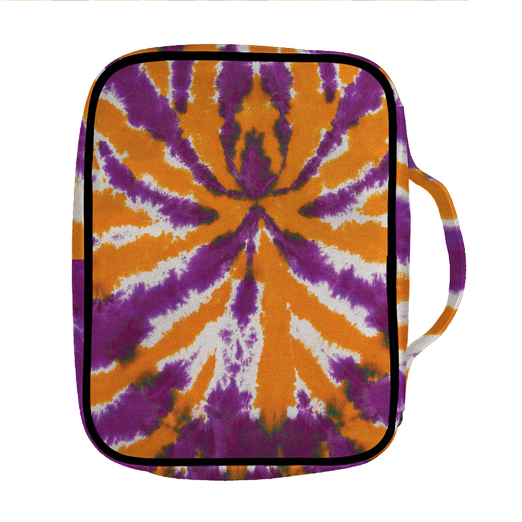 Purple And Orange Spider Tie Dye Print Front Pocket Bible Bag